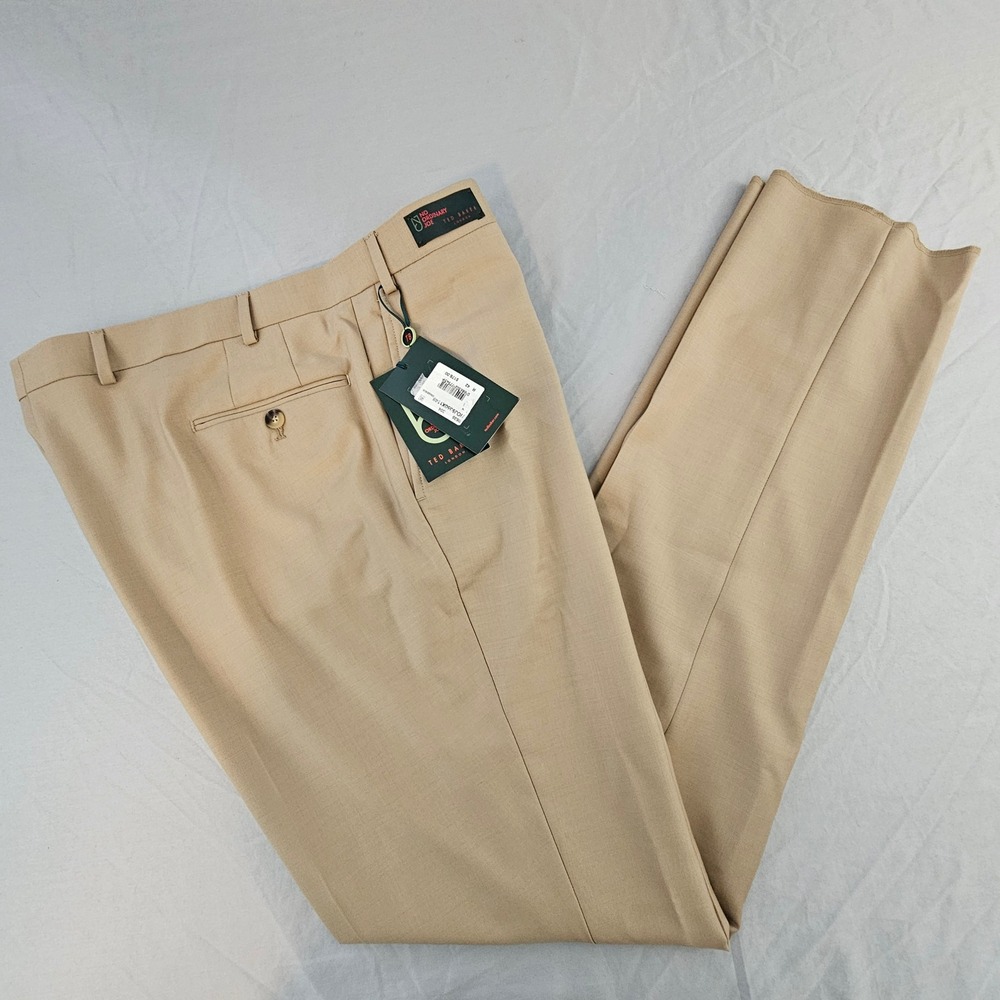 Ted Baker London Size 42 No Ordinary Joe Unhemmed Joey Pant Tan NWT $178 L675